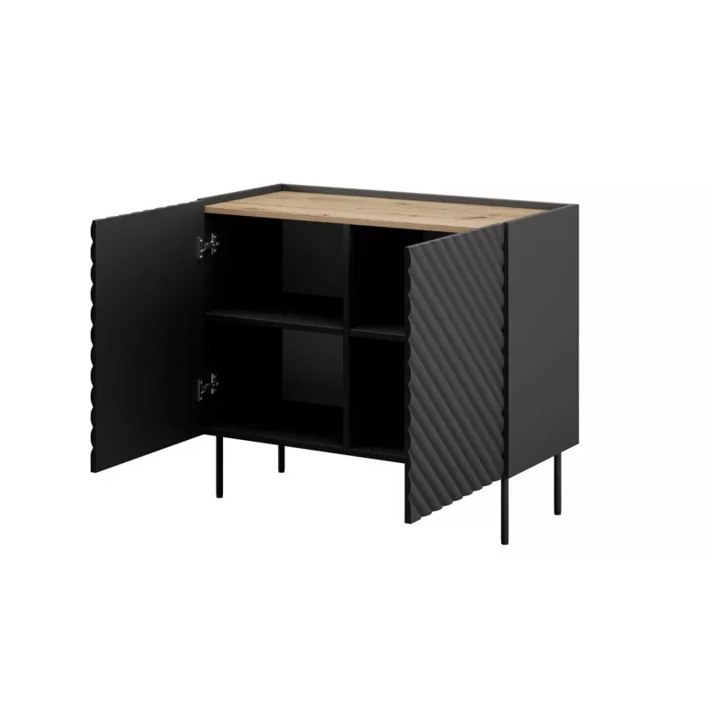 Komoda Cama Meble ONDA 2D 98x45x85 cm, juoda, medžio drožlių plokštės rėmas