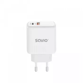 SAVIO LA-06 USB Type-A & Type-C greitasis įkroviklis su Quick Charge 3.0 ir Power Delivery 3.0, 30W