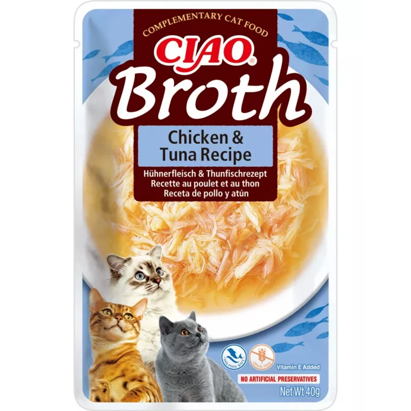INABA Ciao Broth gardėsis katėms – vištiena ir tunas, 40 g