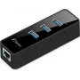 Fantec UMP-3UE1000 – USB 3.0 tinklo adapteris su 3 prievadų USB 3.0 šakotuvu, Gigabit Ethernet, juodas (1959)