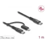 DeLOCK USB 2.0 kabelis 1 m USB-C / USB-C ir Lightning juodas