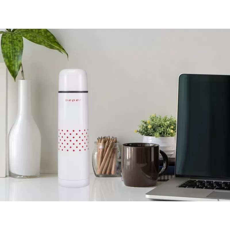 Beper BI.504 termosas 500 ml, nerūdijančio plieno, su puodeliu, raudonas taškuotas