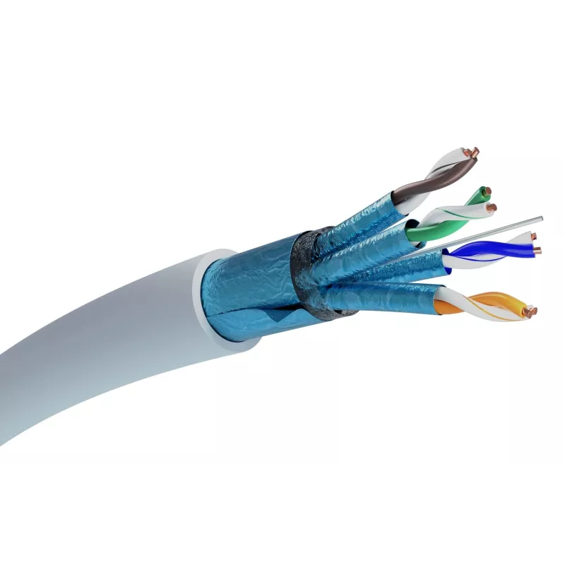 Tinklo kabelis Extralink vytos poros CAT6A FTP (F/FTP) V2 vidaus 500 m pilkas