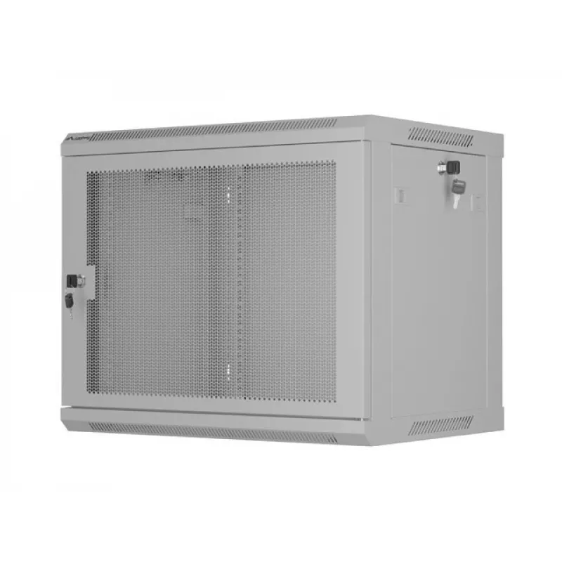 19 inch 9U 600x450 pilkas sieninis montavimo stovas su perforuotomis durelėmis