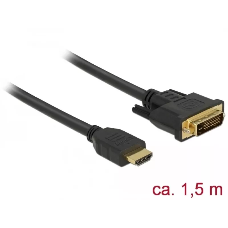 Laido adapteris DeLOCK 85653 1,5 m HDMI A tipo – DVI juodas