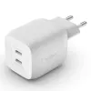 Belkin WCH011vfWH baltas greitas AC įkroviklis su GaN technologija, 2x USB-C, 45 W