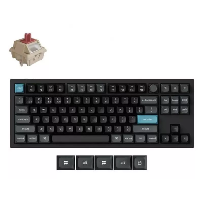 Mechaninė 80% QWERTY klaviatūra Keychron Q3 Ultra 8K — belaidė ir laidinė, RGB foninis apšvietimas, juoda