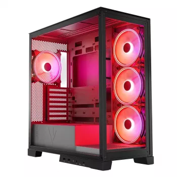 PC korpusas MODECOM Volcano SPACE APEX ARGB Midi Tower, grūdintas stiklas, USB-C, ATX/microATX/Mini-ITX, GPU iki 430 mm, CPU aušintuvas iki 180 mm