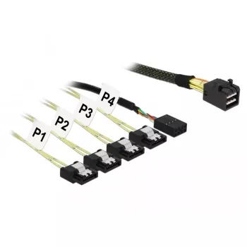 SAS kabelis DeLOCK 85732, Mini SAS HD SFF-8643 – 4× SATA 6 Gb/s, 1 m