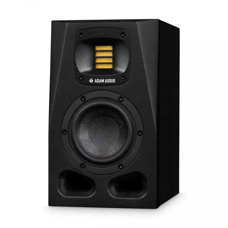 Studijiniai monitoriai ADAM AUDIO A4V juodi, 2 krypčių, 90W RMS, 4 colių žemų dažnių garsiakalbis, LED ekranas, montuojami į stelažą