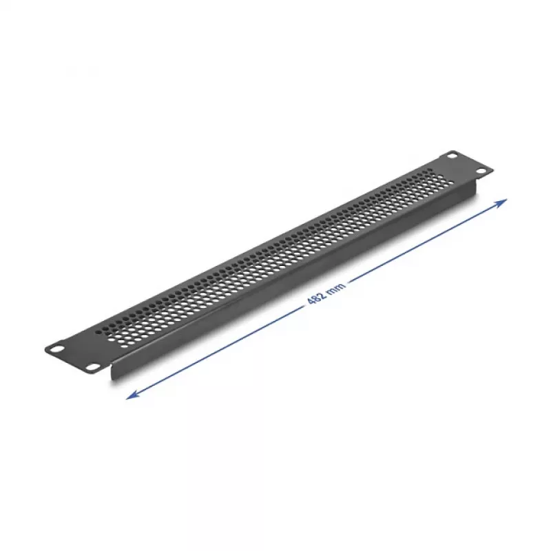 Aklas skydelis DeLOCK 67035, juodas metalas, 44 mm x 482 mm x 11 mm