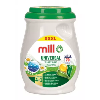MILL PROFESSIONAL 3 kamerų universalūs skalbimo kapsulės, 70 vnt.
