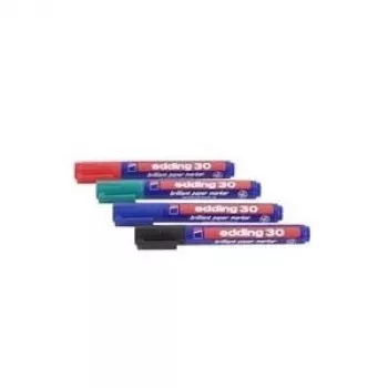 Permanentinis žymeklis Edding 10 Brilliant-Paper-Marker – 30 spalvų rinkinys, antgalis 1,5–3,0 mm