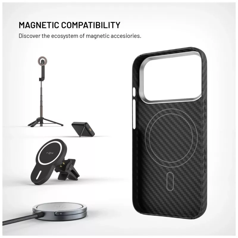 Apsauginis dėklas FIXED MagVelar, skirtas Apple iPhone 17 Pro, juodos spalvos