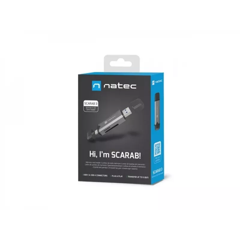 Kortelių skaitytuvas Natec Scarab 3 USB A/C SD/MICRO USB 3