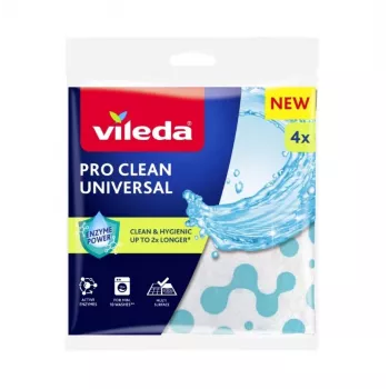 Valymo šluostė VILEDA Pro Clean 179370 – universali fermentinė šluostė, šlapiam valymui, 4 vnt. pakuotė