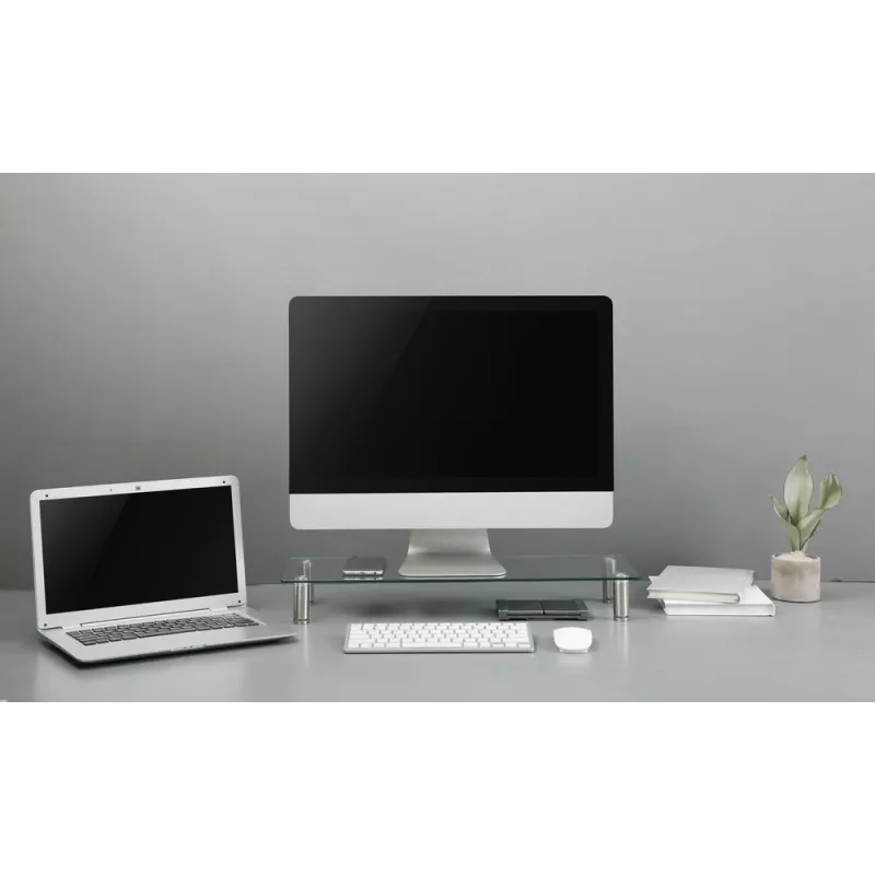 GEMBIRD MS-TABLE-GM-01 stiklinis monitoriaus stovas, juodas, 580×210×90 mm