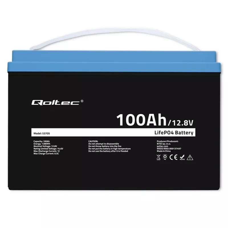 Qoltec 53705 LiFePO4 baterija 100 Ah 12,8 V