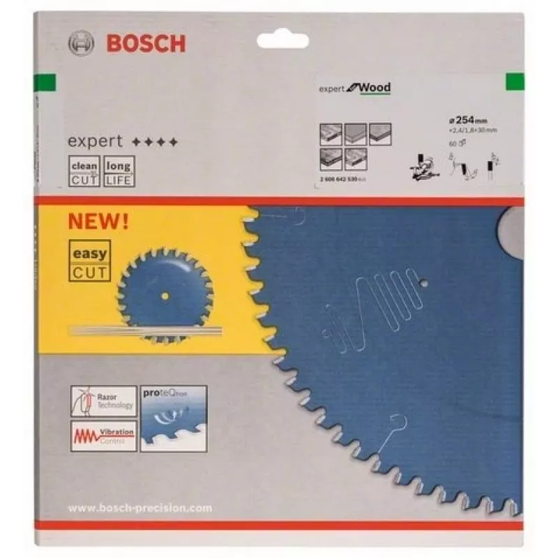 Pjūklo diskas medienai Bosch 2 608 642 530, 254 mm, 30 mm