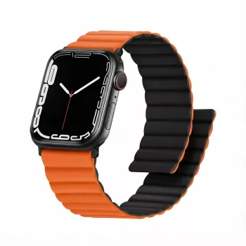 Laikrodžio dirželis GUAN Premium Plus, skirtas Apple Watch 40/41/38/42 mm, oranžinis/juodas – suderinamas su Series 10/11