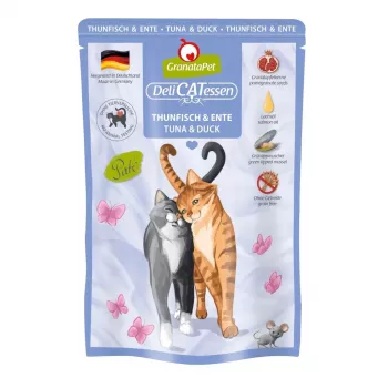 Šlapias ėdalas katėms Fox4Pets DeliCATessen Tuna and Duck 85 g pakelis, pilnavertis grūdų neturintis suaugusių kačių ėdalas