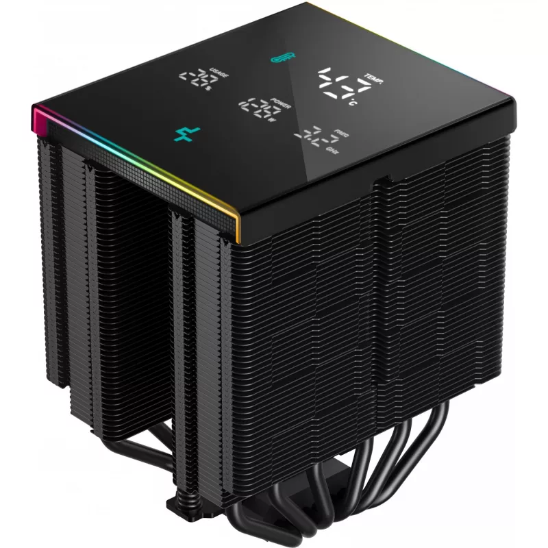 Oro aušintuvas DeepCool AK620 Digital PRO — 120 mm ventiliatorius, 1750 RPM, 25 dB, 12 V, tinka LGA1700/AM5, juodas