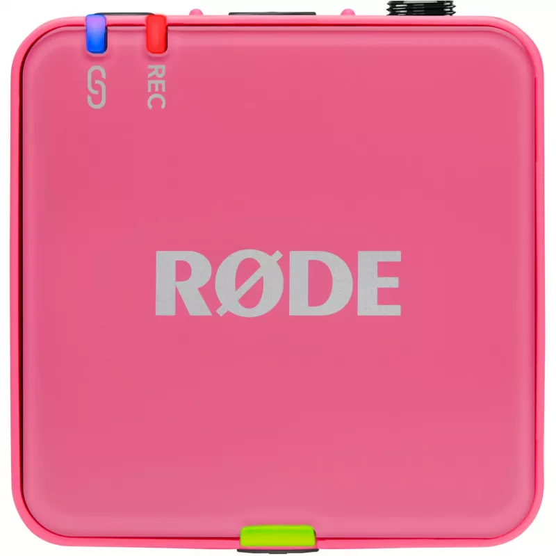 Belaidis mikrofonas RODE Wireless GO III Pink – kompaktiška dviejų kanalų siųstuvų ir imtuvo sistema