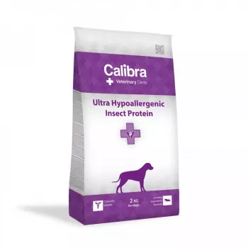 Sausas šunų ėdalas Calibra Veterinary Diets Ultra Hypoallergenic Insect 2 kg – vienas vabzdžių baltymų šaltinis, 23% baltymų, 14% riebalų