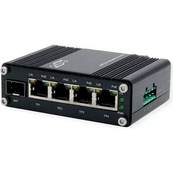 Valdomas Ethernet PoE+ jungiklis Exsys EX-62020POE-SFP — 4x 10/100/1000Tx, 1x 100/1000Fx SFP