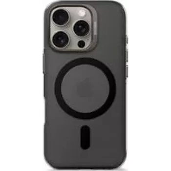 Dėklas telefonui Decoded iPhone 16 Pro, permatomas juodas, iš perdirbto plastiko, grūdinto stiklo ekrano apsauga