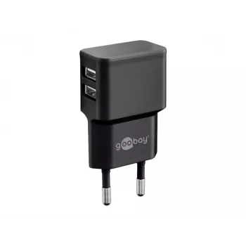 Wentronic goobay Dvigubas USB įkroviklis - Maitinimo adapteris - 12 W - 2,4 A - 2 išėjimo prievadai (USB) - Juoda (44951)