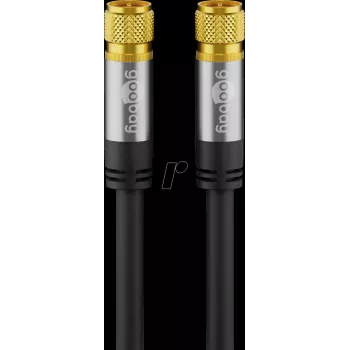 Goobay SAT antenos laidas (135 dB tipas), 4x ekranuotas, 5 m, juodas - auksuotas, F kištukas > F kištukas (70672)