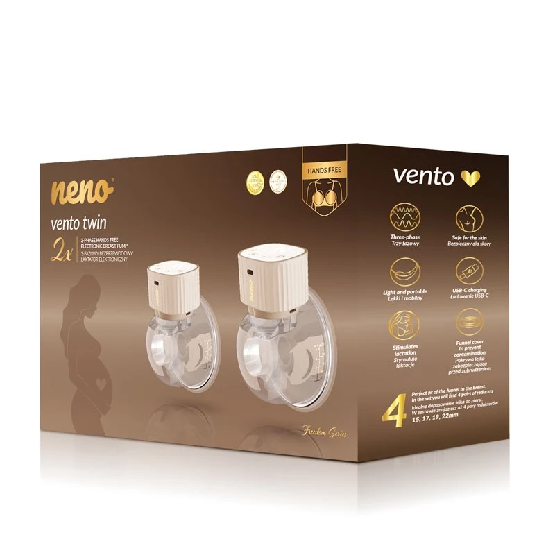 Elektrinis pientraukis neno VENTO TWIN belaidis, įkraunamas, dvigubas/dualus režimas, LCD, 150 ml buteliukai, smėlio spalvos