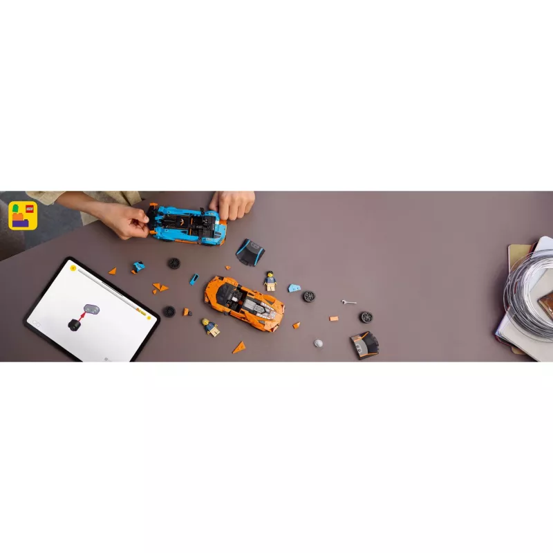 Konstruktorius LEGO Speed Champions rinkinys 77238 – Lamborghini Revuelto ir Huracán STO, 607 dalių, 2 minifigūrėlės, rekomenduojamas amžius 10+