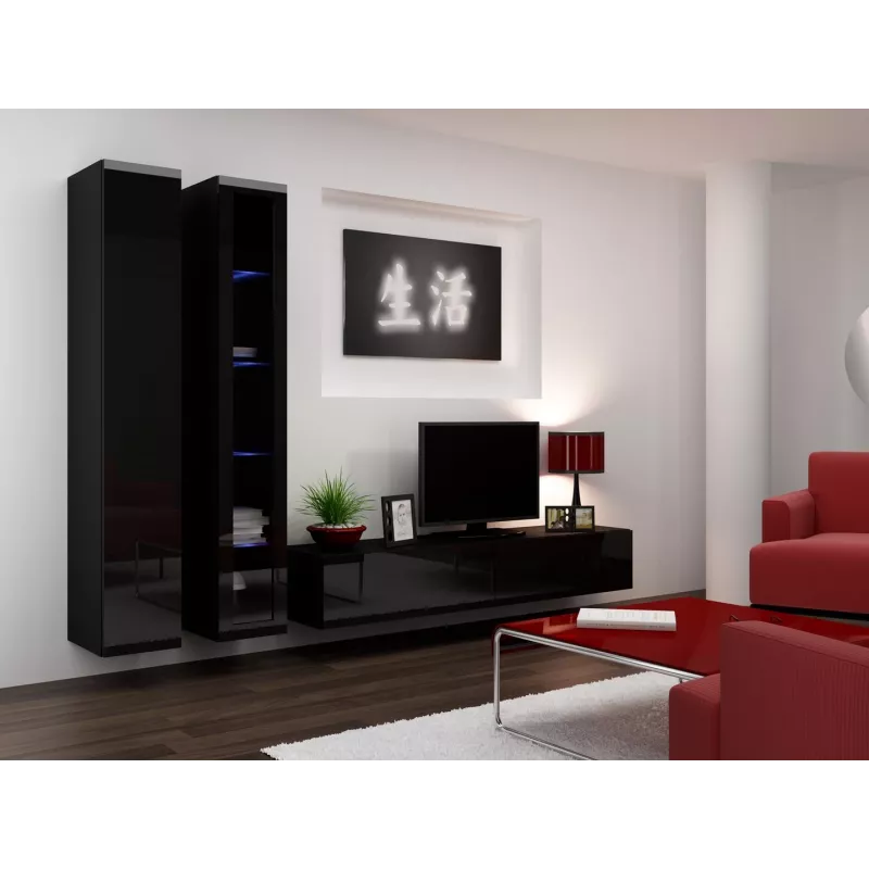 Cama TV stovas VIGO '180' 30/180/40 juodas/juodas blizgus