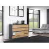 Komoda Top e shop M8 140 ANT/ART — 8 stalčių, Antracitas/Ąžuolas, 1380×400×970 mm, Medienos drožlių plokštė