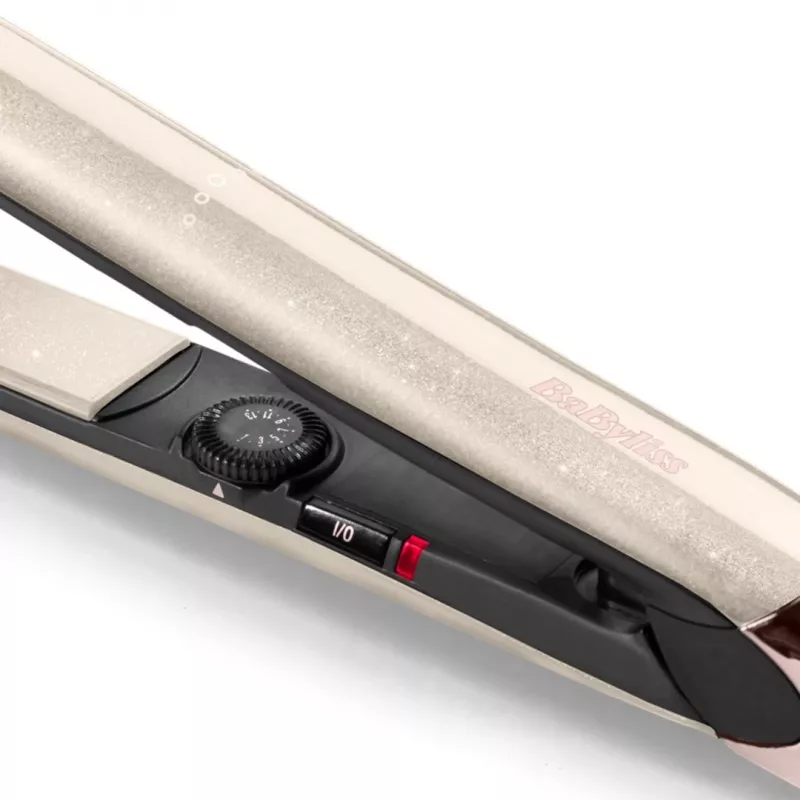 Tiesintuvas BABYLISS ST914PE – keraminiai/titano plokštelės, 13 šilumos lygių, 100–240V, smėlio/varinė