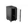 Tinklo spintos stovas LANBERG 19 colių 24U 600x800 mm juodas su stiklinėmis durimis ir LCD išpjova (Flat Pack) v2