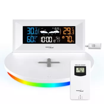 Belaidė orų stotis su Qi indukciniu įkrovikliu GreenBlue GB213