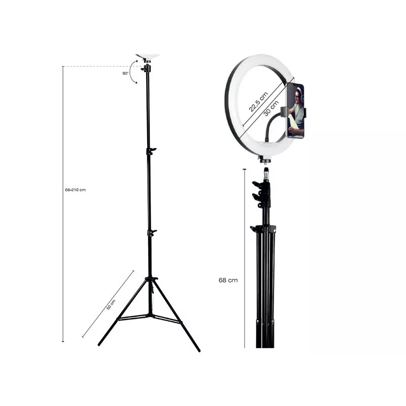 TRACER RING 30cm žiedinis šviestuvas su trikoju 210cm