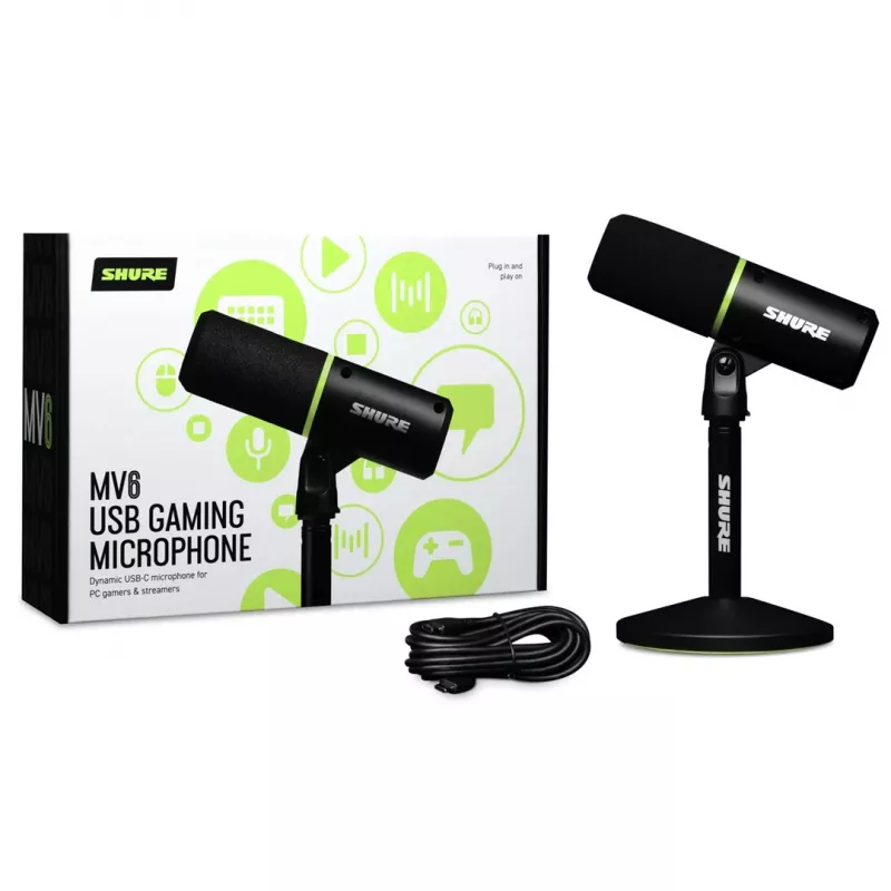 Shure MV6 – USB-C kardioidinis dinaminis mikrofonas žaidėjams ir transliuotojams