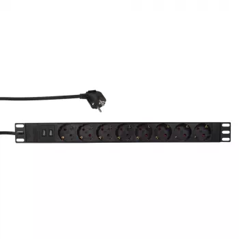 LogiLink - Stromverteilungseinheit (Rack - einbaufähig) - 3500 Watt - Eingabe, Eingang CEE 7/7 - Ausgangsanschlüsse: 8 (2 x USB, 8 x CEE 7/7) - 1U - 4