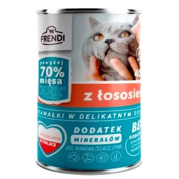FRENDI su lašišos gabalėliais gležname padaže – šlapias kačių ėdalas – 400 g