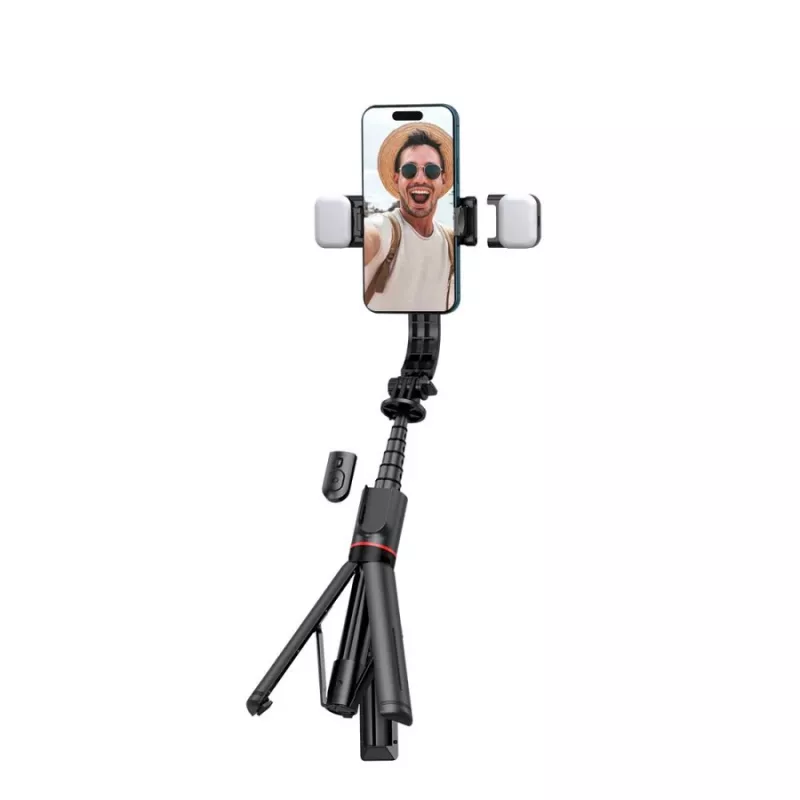 Tech-Protect L05S Selfie lazdelė su stovu, LED lempa ir Bluetooth nuotolinio valdymo pulteliu