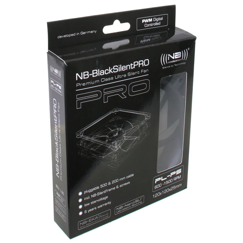 Kompiuterio korpuso ventiliatorius NoiseBlocker BlackSilentPro PLPS 120 mm, 1500 aps./min., 100 m³/h, 4,5 V, juodas