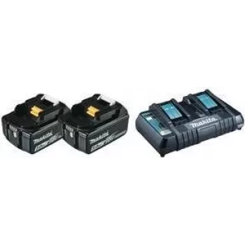 Makita DC18RD - Akumuliatoriaus įkroviklis + 2 akumuliatoriai - Li-Ion - 5 Ah - 90 Wh - skirtas Makita DHR263Z, DHR263ZJ, DHR264Z, DHR264ZJ, DUH651Z, DUR364LZ (197629-2)