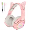 Ausinės Onikuma K9 Pink RGB žaidimams