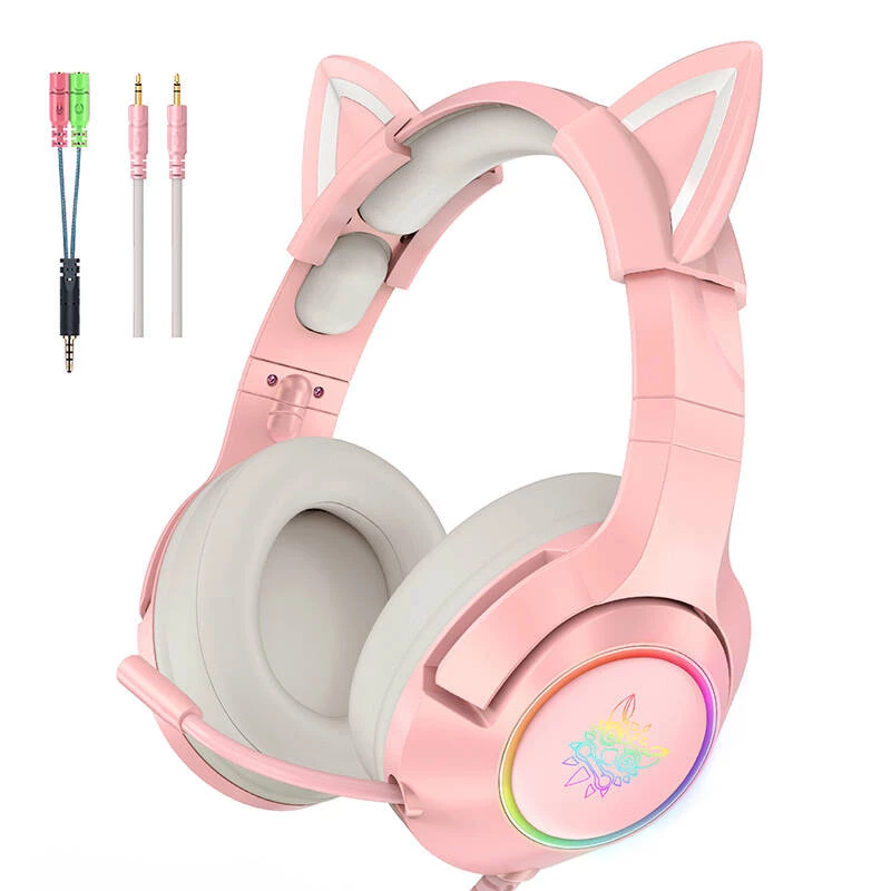 Ausinės Onikuma K9 Pink RGB žaidimams