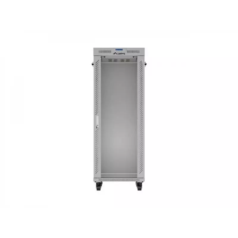19 colių 32U LANBERG stovimas serverio spintos korpusas 600×800 mm pilkas su stiklinėmis durelėmis ir LCD (Flat Pack)