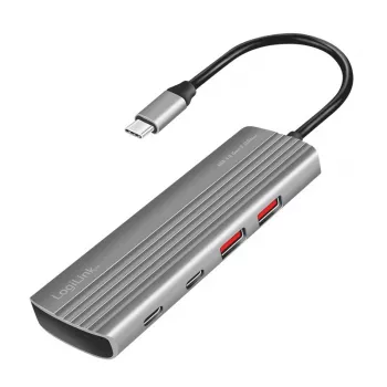 LogiLink USB 3.2 Gen2 Hub 7+1 prievadas 2x USB-A 5x USB-C PD 100W aliuminis